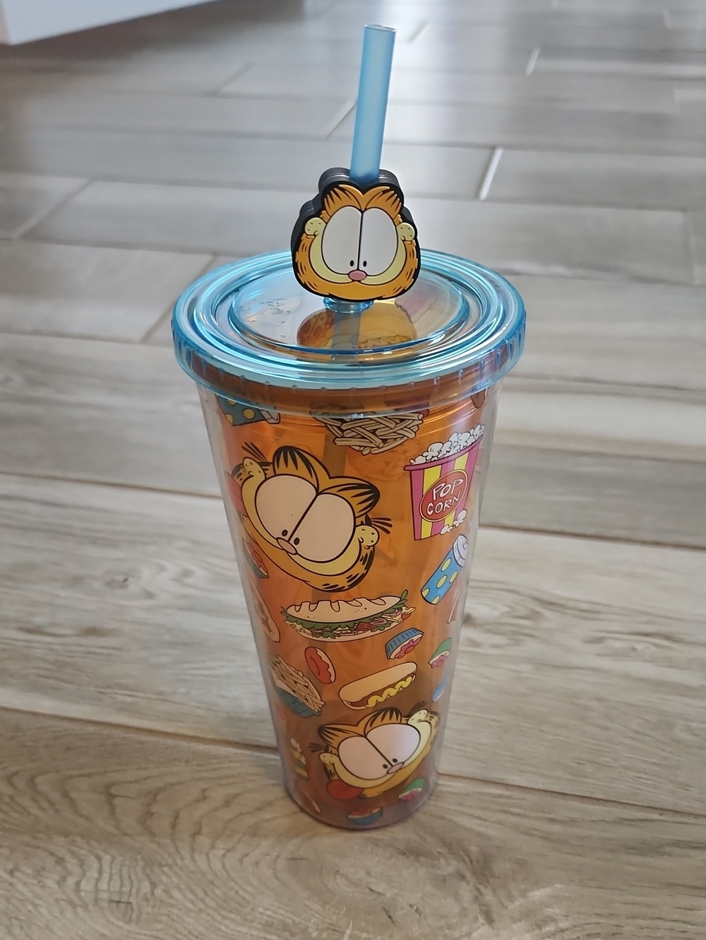 NWT Garfield Double Wall Tumbler With Character Straw